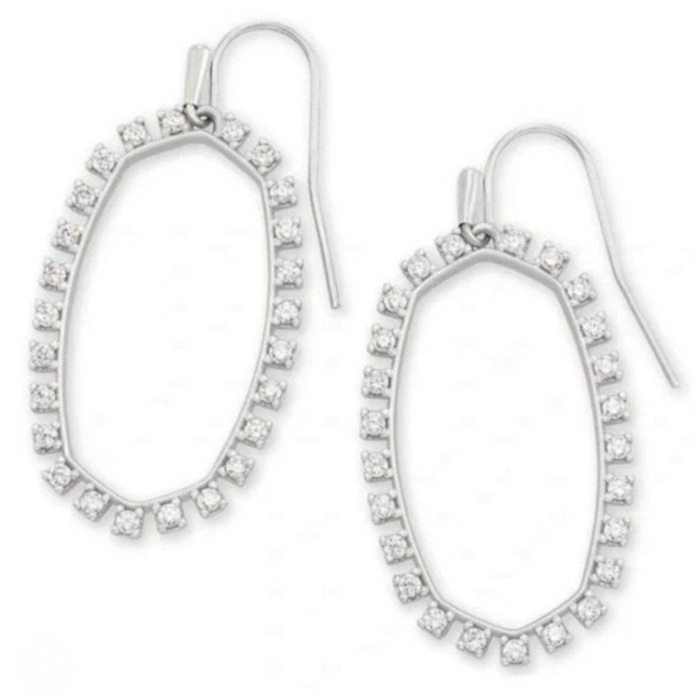 Kendra Scott Elle Open Frame Silver Crystal Drop Earrings